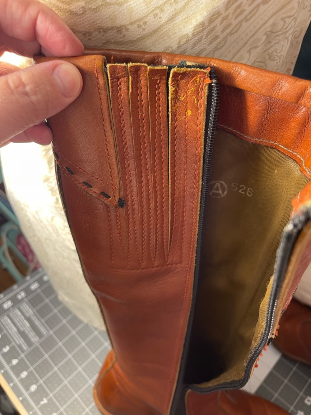 Vintage Women's Dingo Tall Brown Leather Riding Boots - Picture 9 of 11
